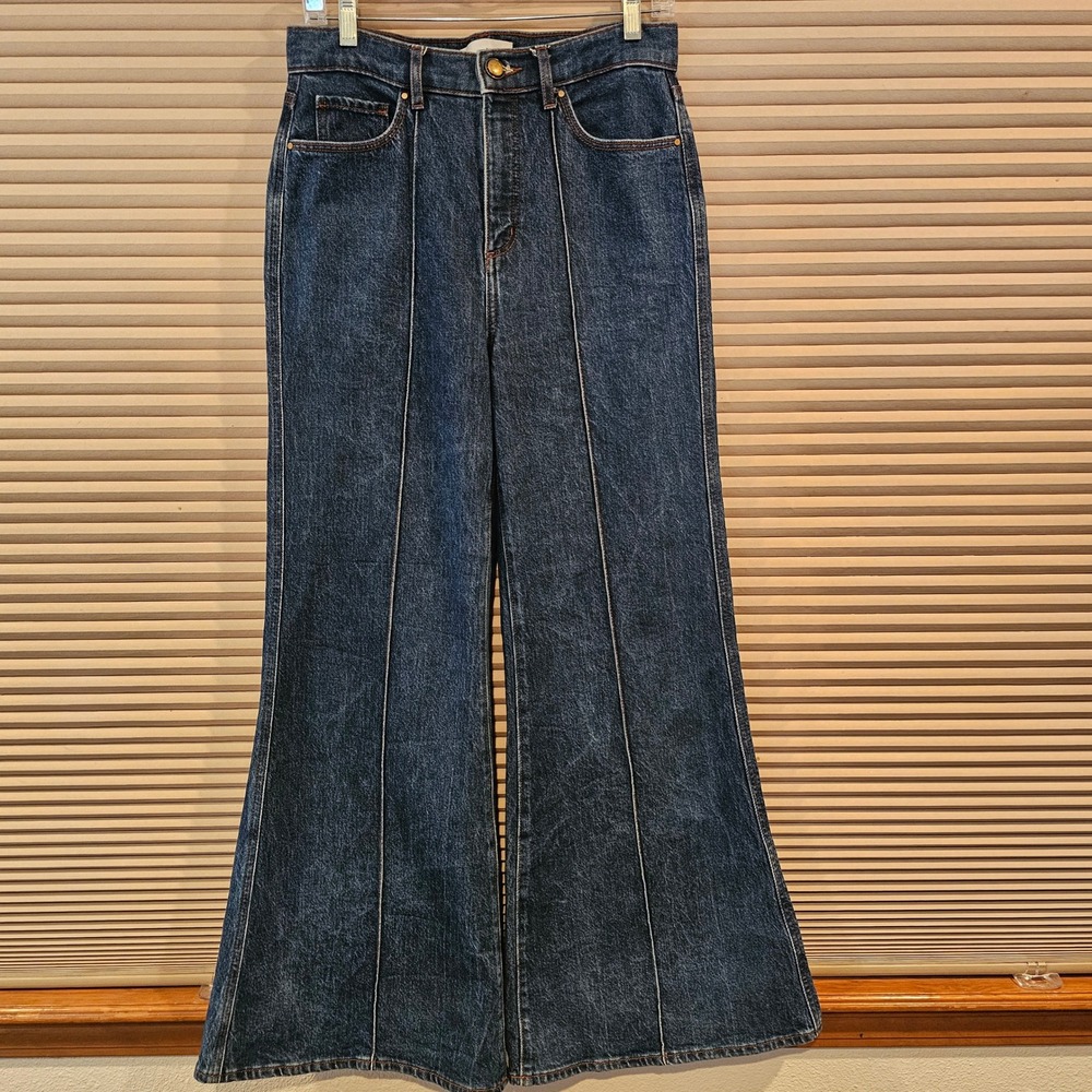 Loft The Super Flare High Rise Front Seam Wide Leg Blue Jeans 27/4 FA24 70445 - Picture 1 of 9